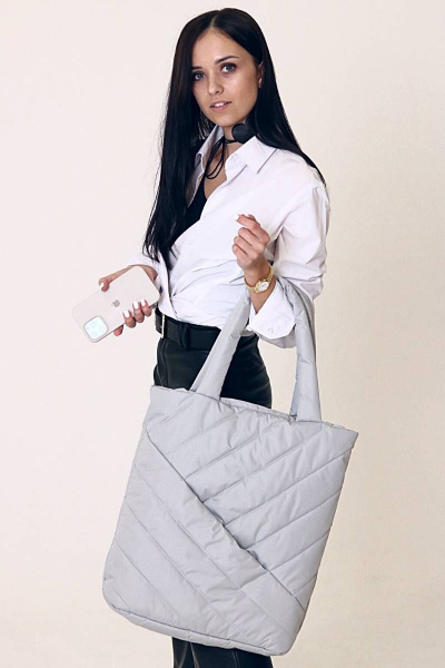 Стильный шопер из плащёвой ткани серый MT.Style WWW grey1 - фото 4