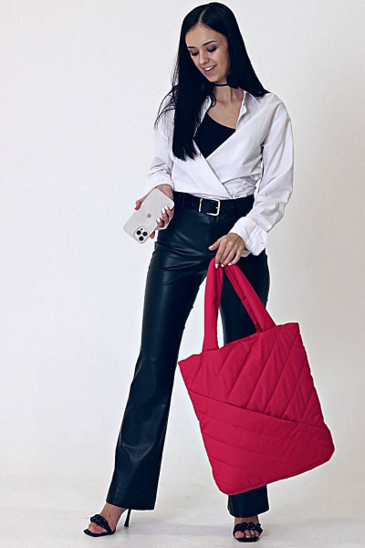 Легкий шопер из плащёвой ткани розовый MT.Style WWW roz1 - фото 6