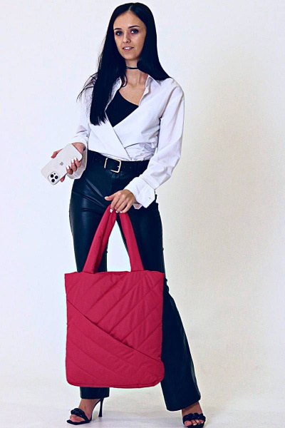 Легкий шопер из плащёвой ткани розовый MT.Style WWW roz1 - фото 5