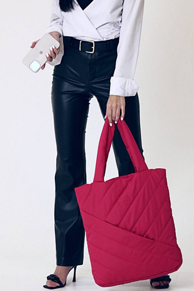 Легкий шопер из плащёвой ткани розовый MT.Style WWW roz1 - фото 4