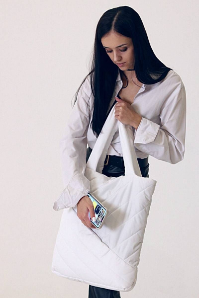 Легкий стеганый шопер из плащёвой ткани белый MT.Style WWW white1 - фото 6