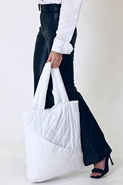 Легкий стеганый шопер из плащёвой ткани белый MT.Style WWW white1 - фото 4