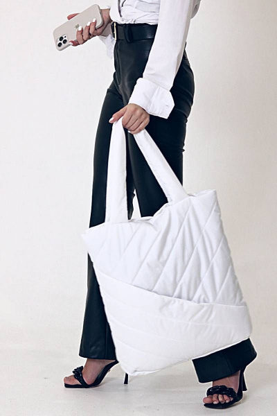 Легкий стеганый шопер из плащёвой ткани белый MT.Style WWW white1 - фото 3