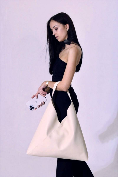 Стильный бежевый шопер из экокожи с магнитной застежкой MT.Style BAG/\2bag cream2 - фото 3