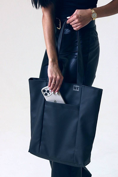 Серый шоппер из экокожи для городской повседневности MT.Style shDNO2 grafit - фото 3