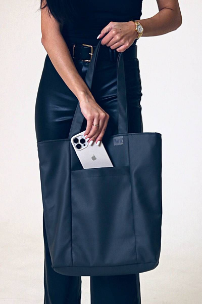 Серый шоппер из экокожи для городской повседневности MT.Style shDNO2 grafit - фото 1