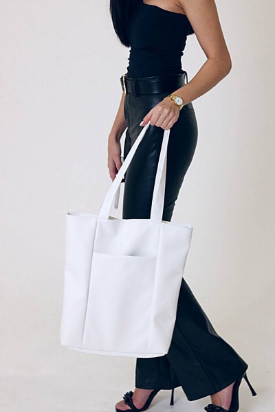 Белый шоппер из экокожи на каждый день с вместительным отделением MT.Style shDNO2 white - фото 3