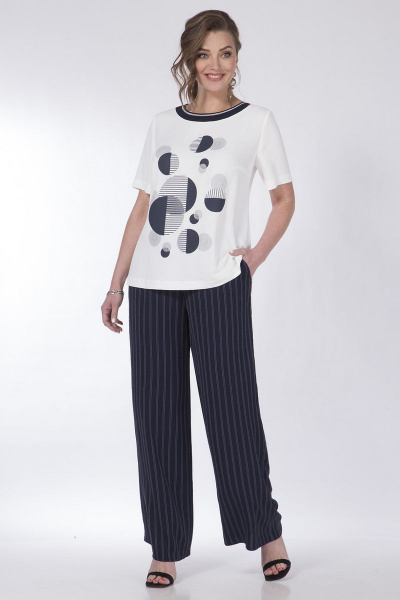 Блуза и кюлоты с принтом из вискозы для повседневной носки Matini 1.1588/1 синий_полоска - фото 1