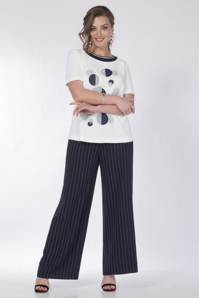 Блуза и кюлоты с принтом из вискозы для повседневной носки Matini 1.1588/1 синий_полоска - фото 3
