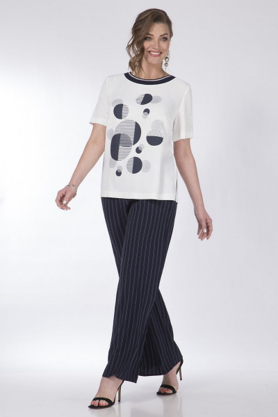 Блуза и кюлоты с принтом из вискозы для повседневной носки Matini 1.1588/1 синий_полоска - фото 4