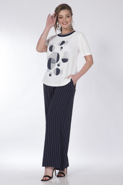 Блуза и кюлоты с принтом из вискозы для повседневной носки Matini 1.1588/1 синий_полоска - фото 5
