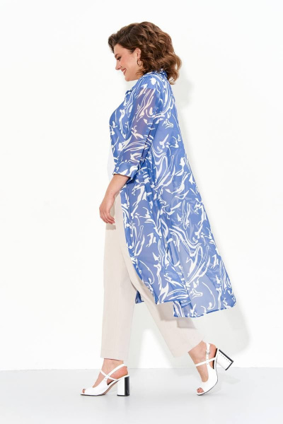 Летний женский костюм с шифоновой рубашкой и брюками IVA 1473 синий - фото 3