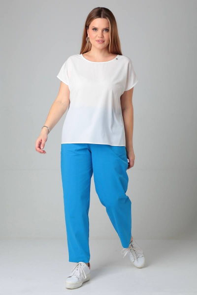 Блузка прямого силуэта из текстиля с спущенной линией плеч Bliss 8703 молоко - фото 1