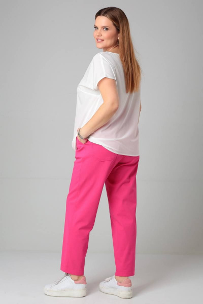 Блузка больших размеров с декоративными отсрочками и спущенной линией плеча Bliss 8702 молоко - фото 2