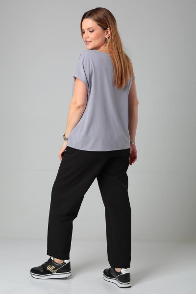 Блуза прямого силуэта с декоративными отсрочками и вырезом на спине Bliss 8702 серый - фото 2