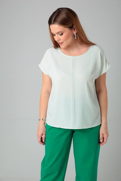 Блуза прямого силуэта с декоративными отсрочками  для больших размеров Bliss 8702 мохито - фото 2