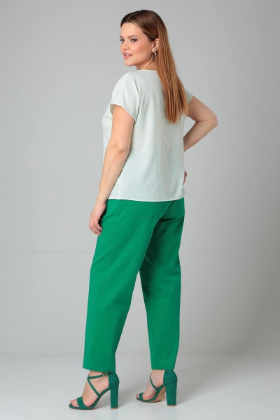 Блуза прямого силуэта с декоративными отсрочками  для больших размеров Bliss 8702 мохито - фото 5