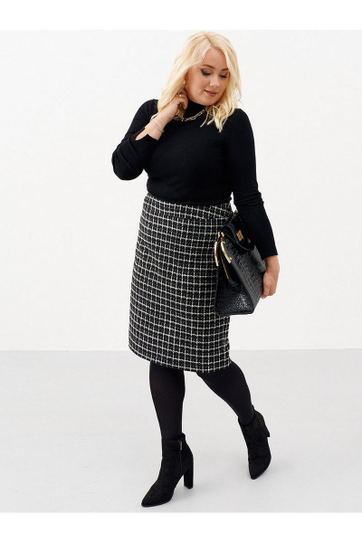 Юбка из твида классическая клетка средняя длина Ketty К-00950 - фото 1