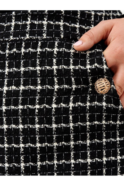 Твидовая мини-юбка с карманами и высоким поясом Ketty К-01650 черный - фото 2