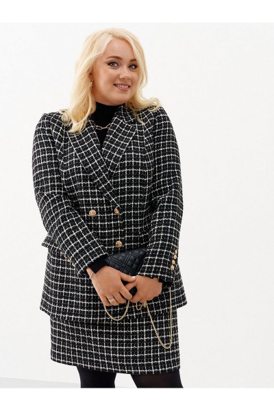 Твидовая мини-юбка с карманами и высоким поясом Ketty К-01650 черный - фото 6