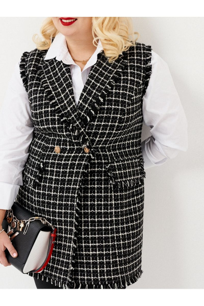 Твидовая жилетка в клетку с бахромой для стильных образов Ketty К-02137 - фото 5