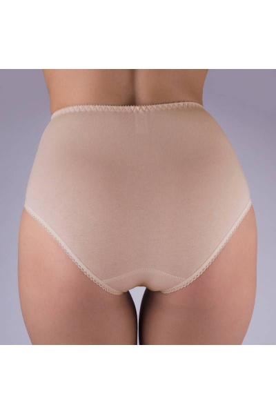 Трусы из трикотажного хлопкового полотна с кружевной отделкой, бежевый Verally 1084-1 серебристый пион - фото 2