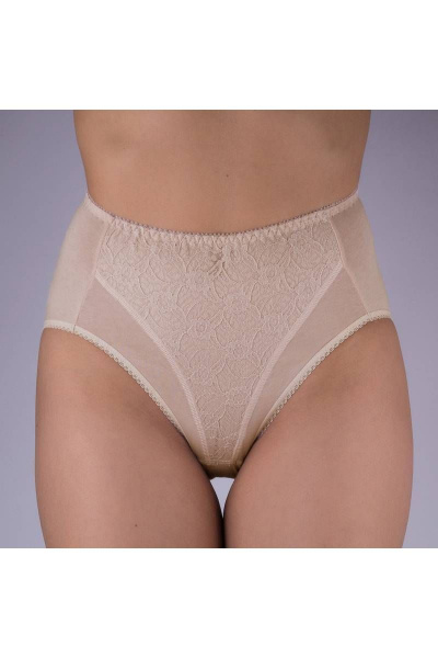 Трусы из трикотажного хлопкового полотна с кружевной отделкой, бежевый Verally 1084-1 серебристый пион - фото 1