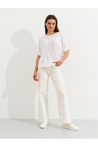 Джемпер из хлопка с резинками и свободным кроем Ketty К-05240 молочный - фото 1