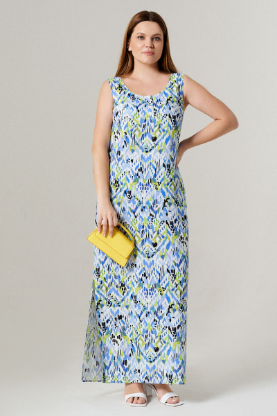 Платье на каждый день из вискозы с рукавом фонариком Панда 147780w мультиколор - фото 1