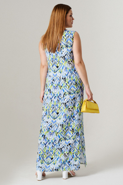 Платье на каждый день из вискозы с рукавом фонариком Панда 147780w мультиколор - фото 3