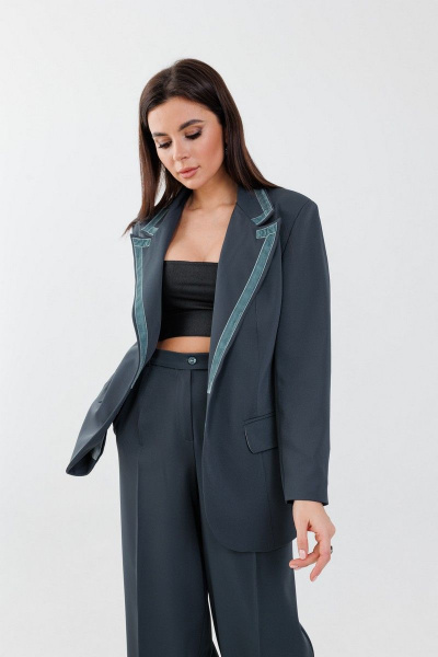 Рубашка из вельвета с длинным рукавом и воротником Anelli 1171 графит - фото 5