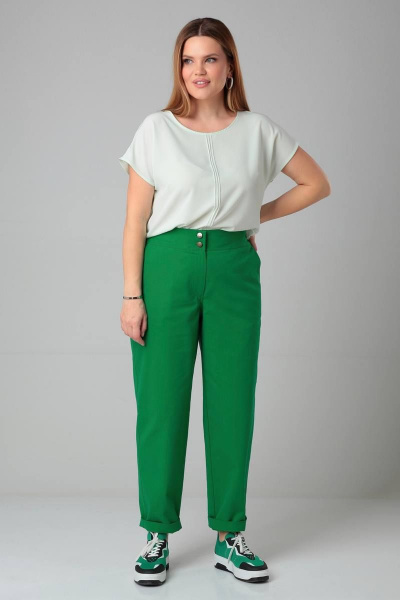 Зеленые джинсы свободного кроя с высокой посадкой и карманами Bliss 068 лесной_зеленый - фото 2