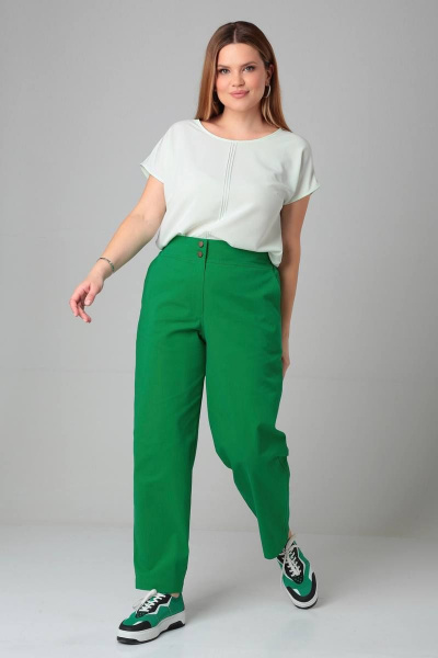 Зеленые джинсы свободного кроя с высокой посадкой и карманами Bliss 068 лесной_зеленый - фото 1