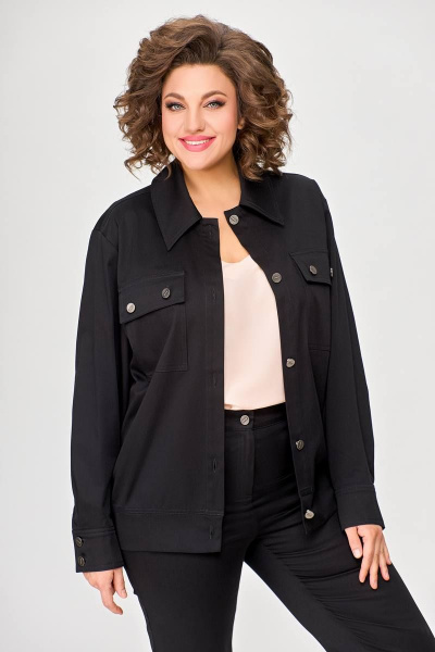 Деловой костюм из джинса с oversize жакетом и брюками Swallow 593 /1 - фото 3