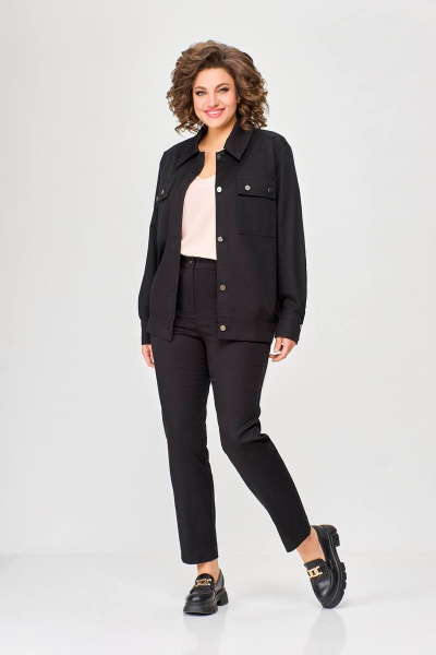 Деловой костюм из джинса с oversize жакетом и брюками Swallow 593 /1 - фото 2