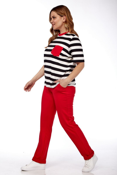 Брюки, футболка Michel chic 1338 черный-белый-красный - фото 5