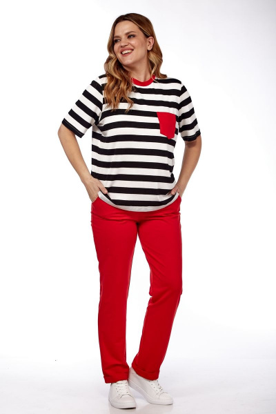 Брюки, футболка Michel chic 1338 черный-белый-красный - фото 4