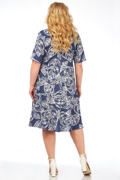 Платье А-силуэта из хлопка с пуговицами и валаном Belinga 1215 джинс - фото 4