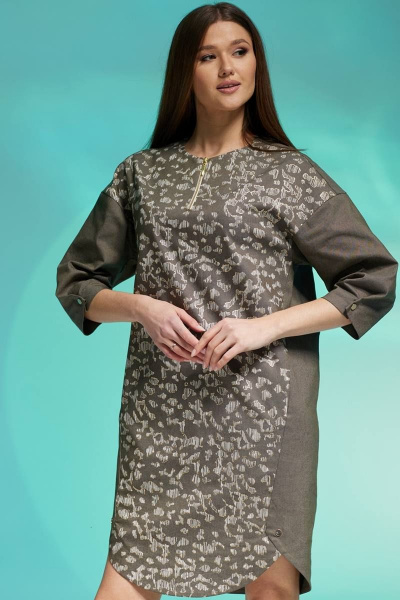 Платье демисезонное из джинса с карманами и фигурным низом Faufilure C1428 - фото 2