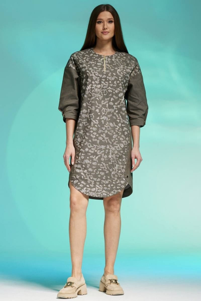 Платье демисезонное из джинса с карманами и фигурным низом Faufilure C1428 - фото 1