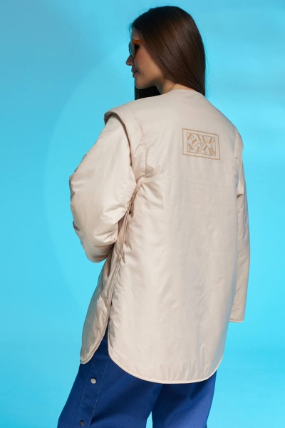 Бежевый жилет из плащёвой ткани с прорезными карманами Faufilure C564 бежевый - фото 5