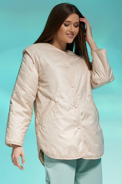 Бежевый жилет из плащёвой ткани с прорезными карманами Faufilure C564 бежевый - фото 4