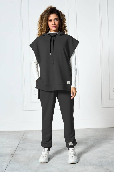 Костюм брюк и жилета из трикотажной ткани на каждый день MAX S015 графит - фото 2