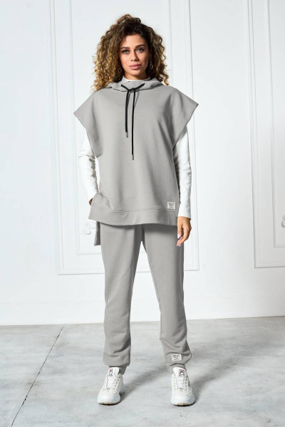 Костюм брюки и жилет из трикотажной ткани на каждый день MAX S015 серый - фото 2