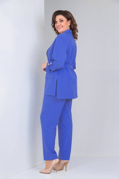 Комплект из жакета, брюк и майки из текстиля для делового образа TVIN 7702 василек - фото 5