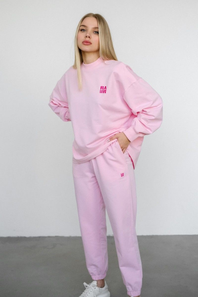 Демисезонный костюм брюки и джемпер из мягкого полотна RAWR 342 розовый - фото 4
