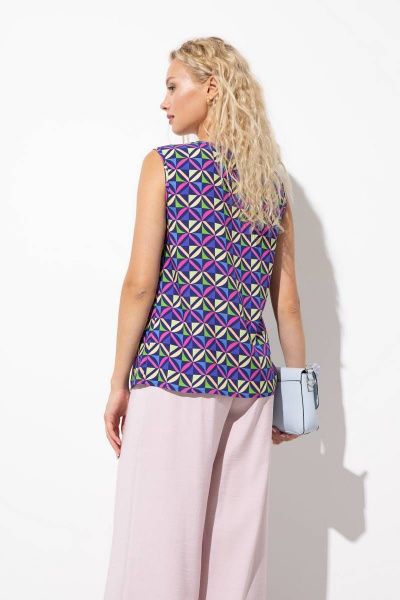 Мультиколорный топ без рукавов с разрезами и округлым вырезом Femme & Devur 71066 1.32F(170) - фото 3
