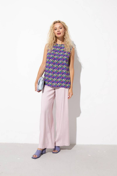 Мультиколорный топ без рукавов с разрезами и округлым вырезом Femme & Devur 71066 1.32F(170) - фото 2