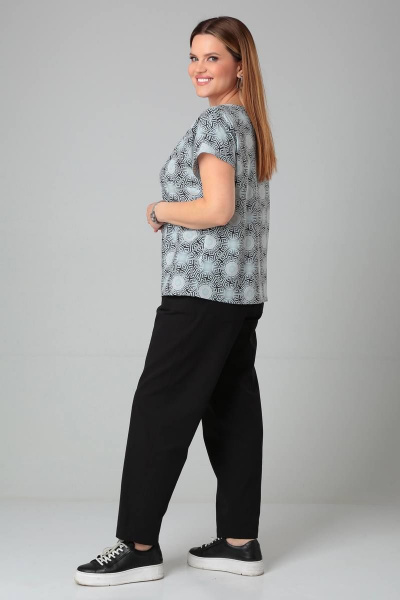 Блузка с принтом и спущенной линией плеча из текстиля Bliss 8700 олива - фото 3