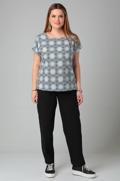 Блузка с принтом и спущенной линией плеча из текстиля Bliss 8700 олива - фото 1